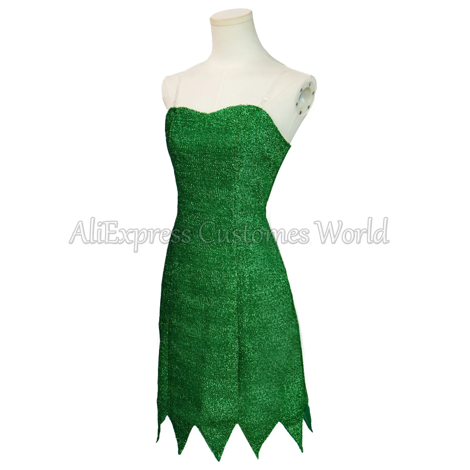 Tinker Bell Tinkerbell Uniforms Green Dress Pixie Fairy Cosplay Costume Yellow Wigs Halloween Party Sexy Cosplay Mini Dresses view 5