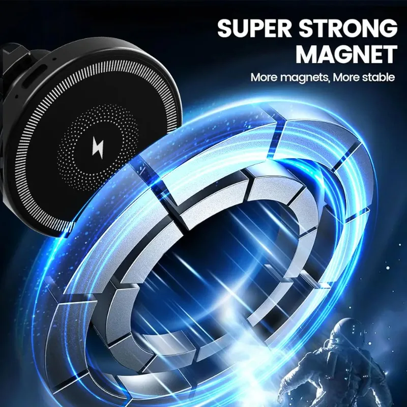 Magnetic Wireless Car Charger, Air Vent Phone Holder 15W Fast Charging Mount for iPhone 17 16 15 14 Pro Max Fast Charging Mount