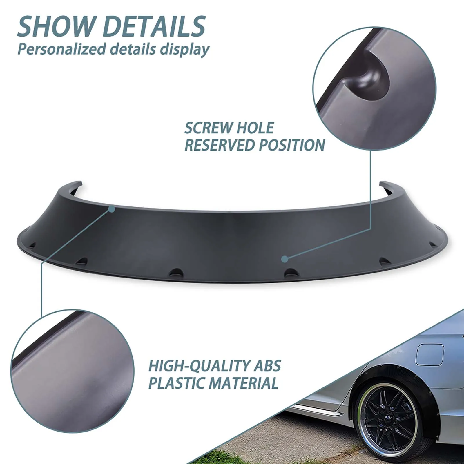 4Pcs/Set Universal Flexible Car SUV Off-road Fender Flare Wheel Arch Protector Widened Decorative Wheel Eyebrow Fender