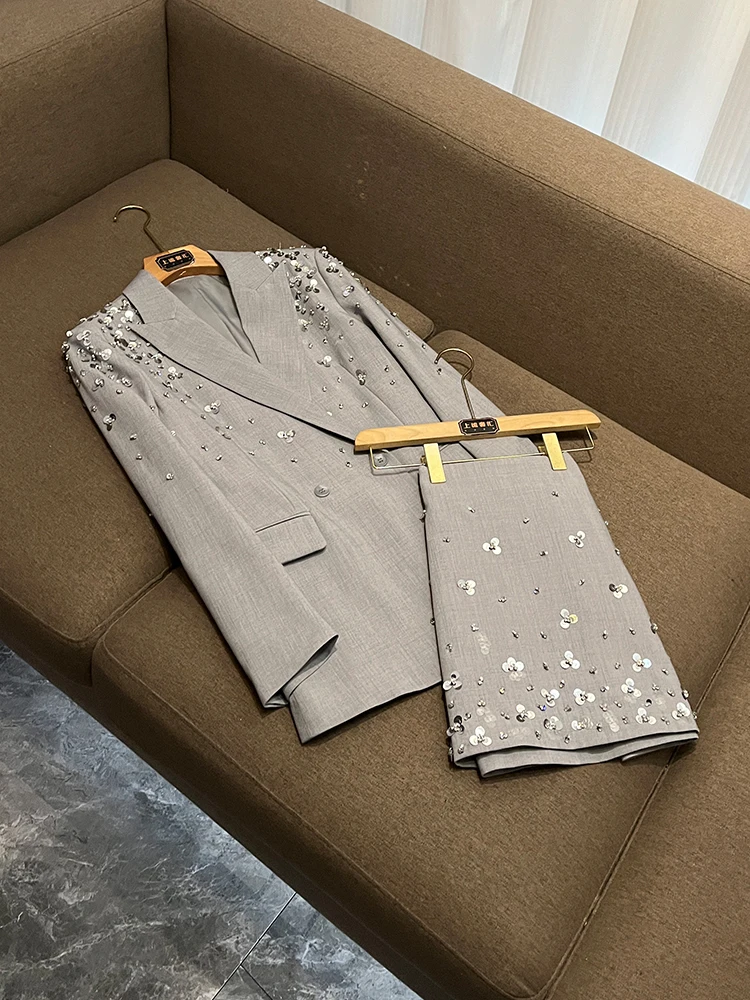 

Комплект с юбкой для глаз, модная юбка с блестками и тяжелой вышивкой, комплект из двух предметов для женщин, универсальный комплект для поездок на работу