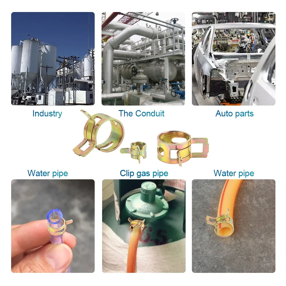 NINDEJIN 20 piezas abrazadera de manguera de resorte tubo de combustible abrazadera de tubo de agua tubo de manguera de vacío de silicona M6-M15 sujetador de Clip grueso chapado en Zinc