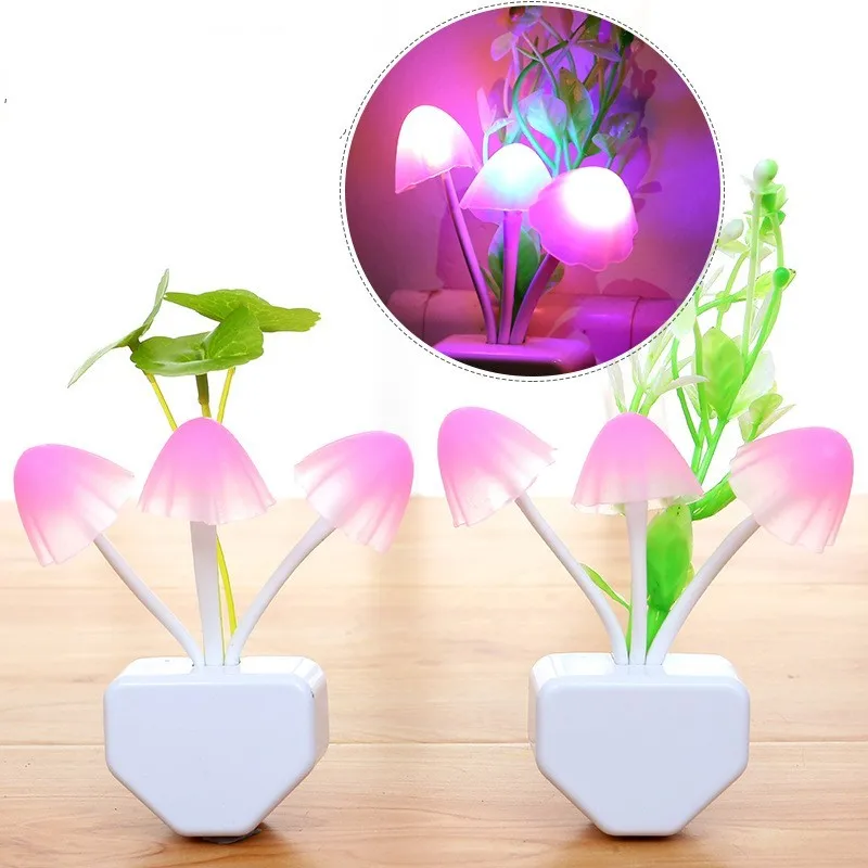 Novelty night lamp EU and USA plug sensing dream mushroom fungus lamp 220V 3 LED Mushroom lamp LED night lamp 7 COLo