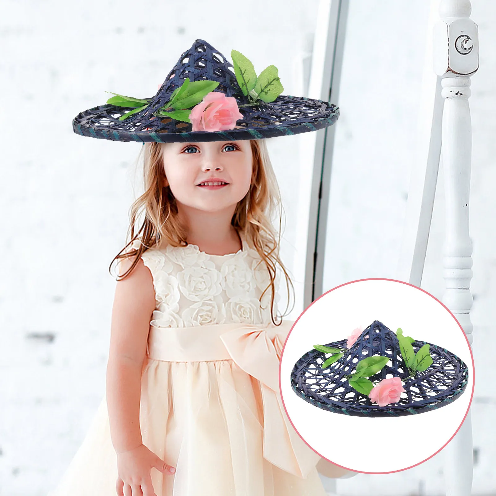 

Bamboo Woven Hat Traditional Chinese Style Stage Performance Prop Lightweight Comfortable Skin-Friendly Rustic Oriental Dance