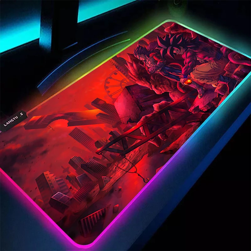 

RGB Mouse Pad DBZ Dragon Ball E-sports Computer Gamer Kawaii Gaming Accessories LED Mousepad Keyboard Desk Mat Carpet Table Pad