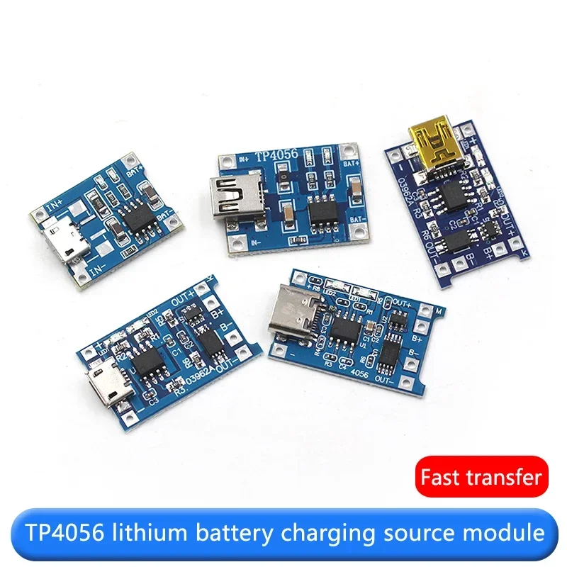 

TP4056 1A 5V Lithium Battery Charging Board Module Mini USB Micro USB Type-c Interface 18650 Charging Protection 2-in-1