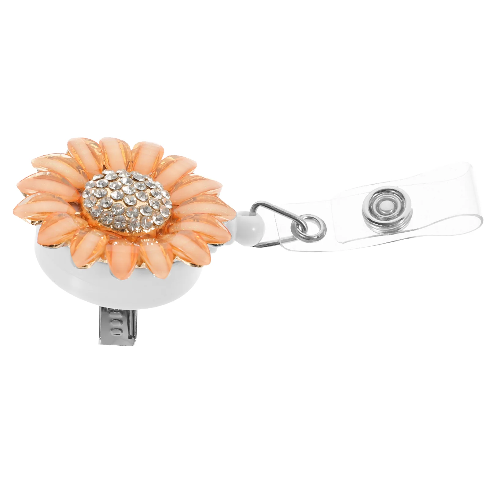 Crystal Sunflower Retractable Badge Clip ABS Multi Function Employee ID Card Holder Portable Name Tag Reel Cards Accessory Work