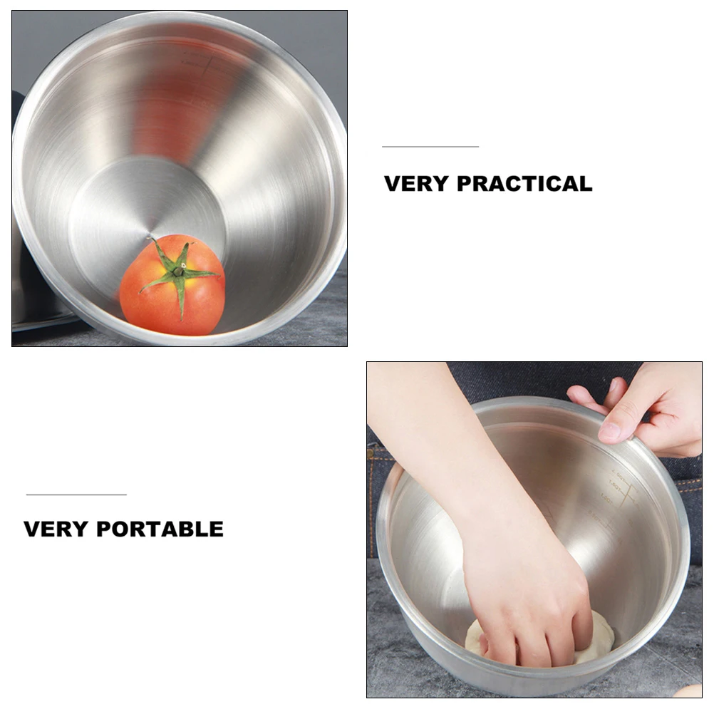 

Stainless Steel Mixing Bowl Silicone Lid Non Slip Base Home Restaurant Buffet Dessert Shop Fruit Salad Container Egg Bowl Pots