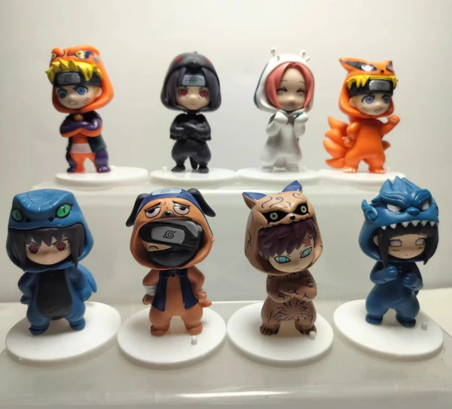 8 개/대 나루토 꼬리 짐승 의상 귀여운 액션 피겨 모델 완구 8cm