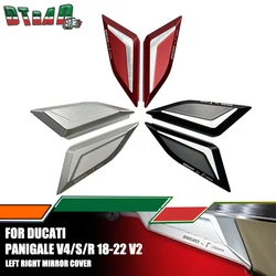 Motorcycle Left Right Rearview Rear Mirror Cover For DUCATI PANIGALE V4 V4S V4R V2 V2S Accessories Decorate Cap Aluminum LOGO