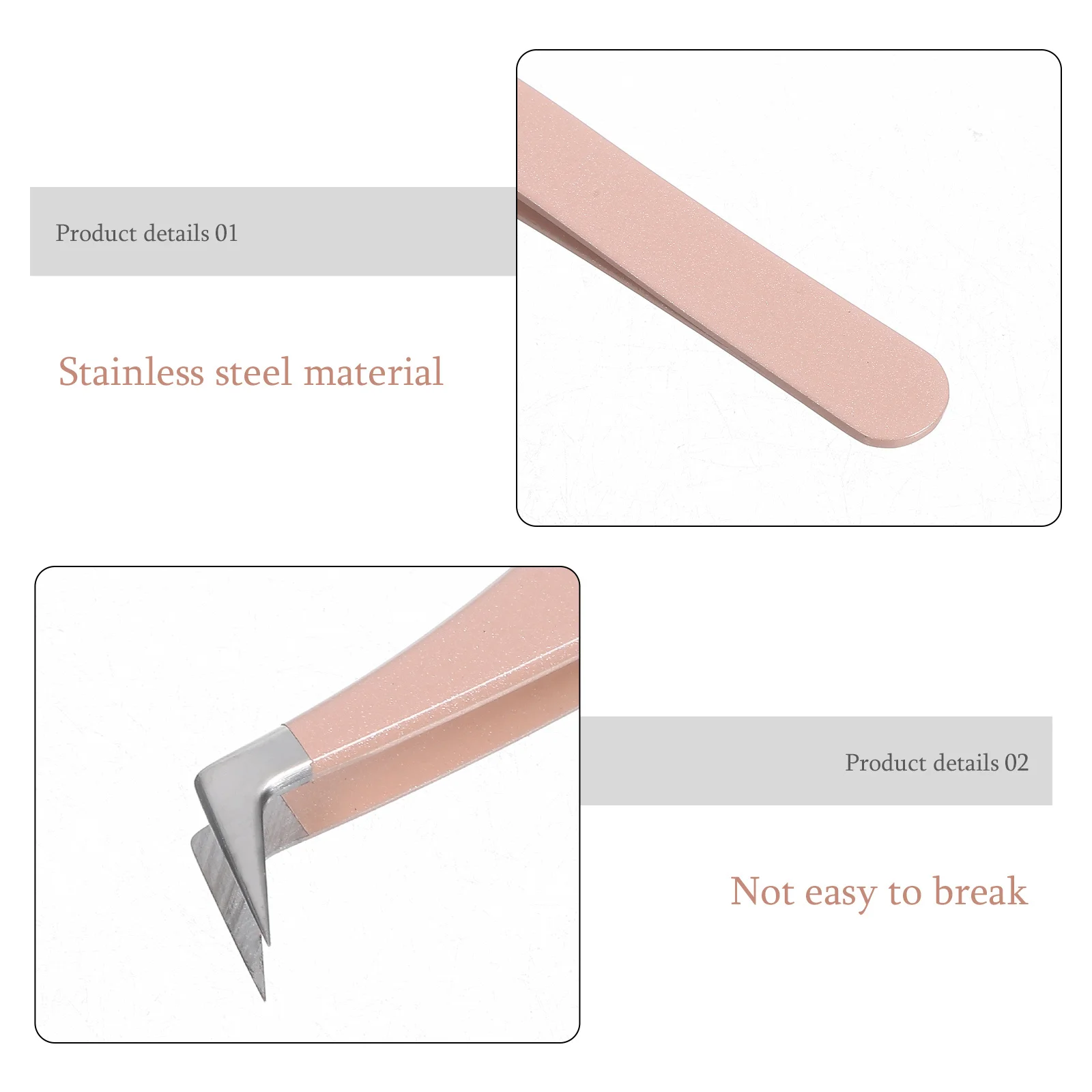 2 pezzi pinzette per ciglia in acciaio inossidabile punta curva rosa applicatore di precisione per estensioni delle ciglia trucco toelettatura peli del viso