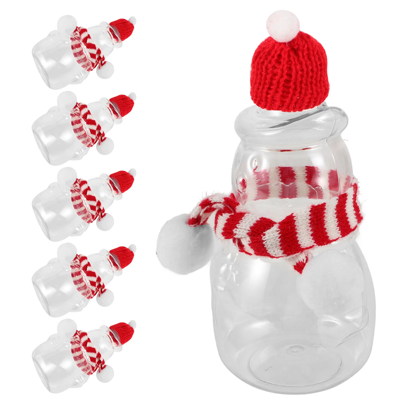 

6 set Christmas Snowman Empty Juice Bottles 400ml Reusable Plastic Drinking Bottles Cute Milk Tea Bottle Travel Kitchen Bar