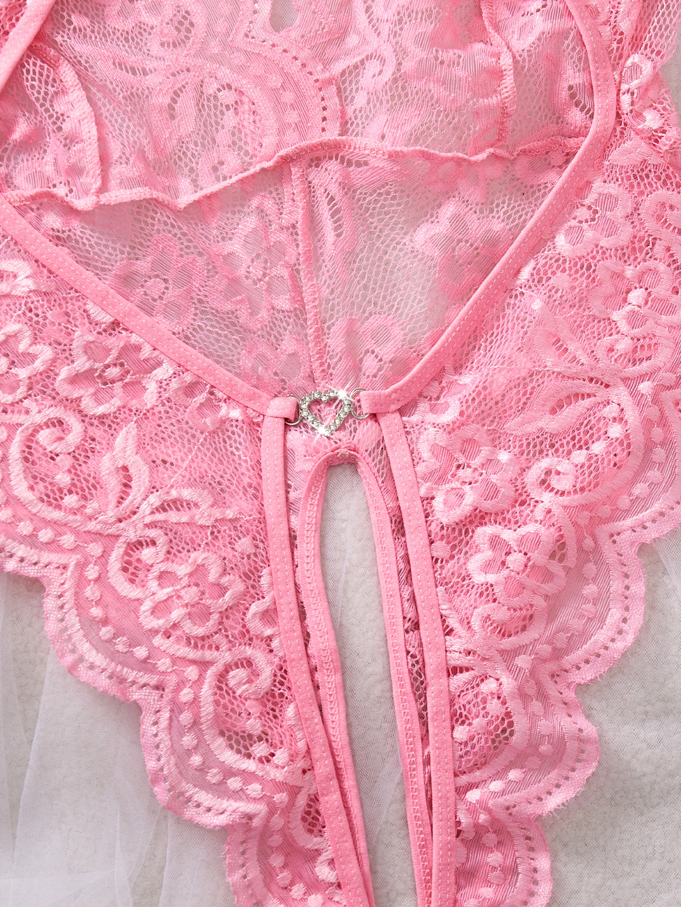 Dámská kombinace duté podprsenky, kombinéza, kombinéza s krajkovou mašlí, sexy spodní prádlo, květinové pyžamo, jednodílné, bez rozkroku, hluboké V - náhled 5