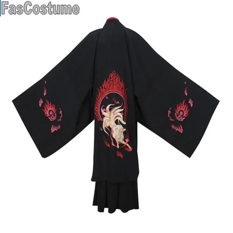 FasCostumePlus Size 5XL Hanfu chino antiguo hombres disfraz de Halloween Cosplay vestido de fiesta Hanfu traje negro y rojo para hombres