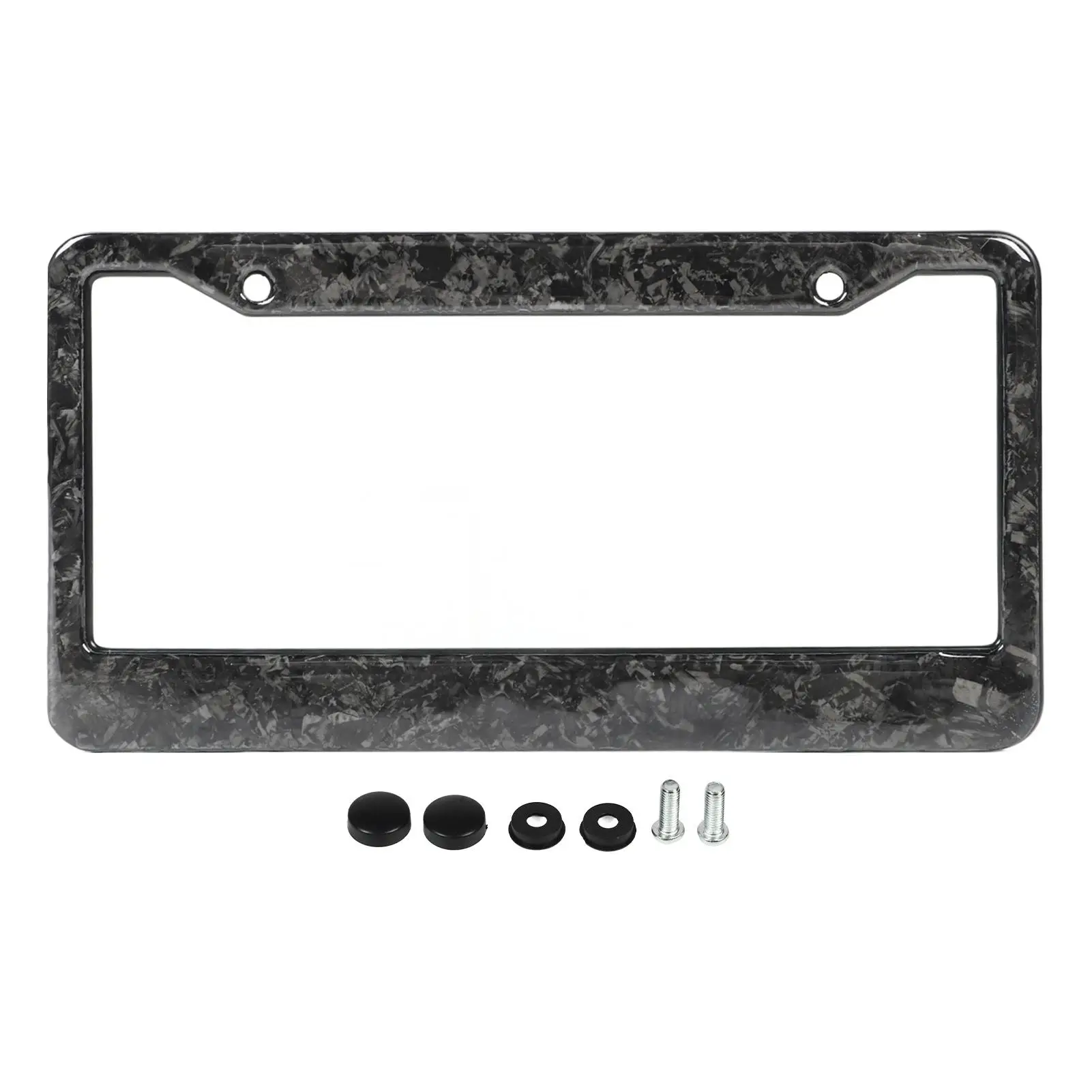 

License Plate Frame Forged Carbon Glossy Easy Installation Pre Drilled UV Protection License Tag Holder for cars