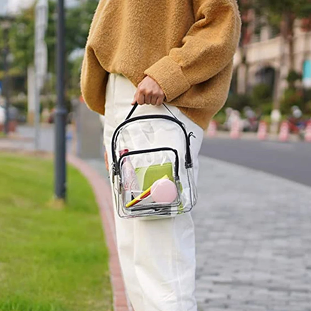 

PVC Transparent Top-handle Crossbody Bag Large Capacity Waterproof Shoulder Bag