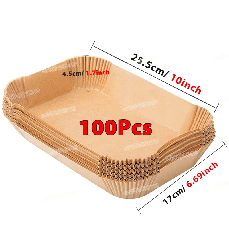 50/100 Stuks Air Friteuse Wegwerp Papier Non-stick Airfryer Bakpapier Ronde Air-Fryer Papieren Liners Papier keuken Accessoires