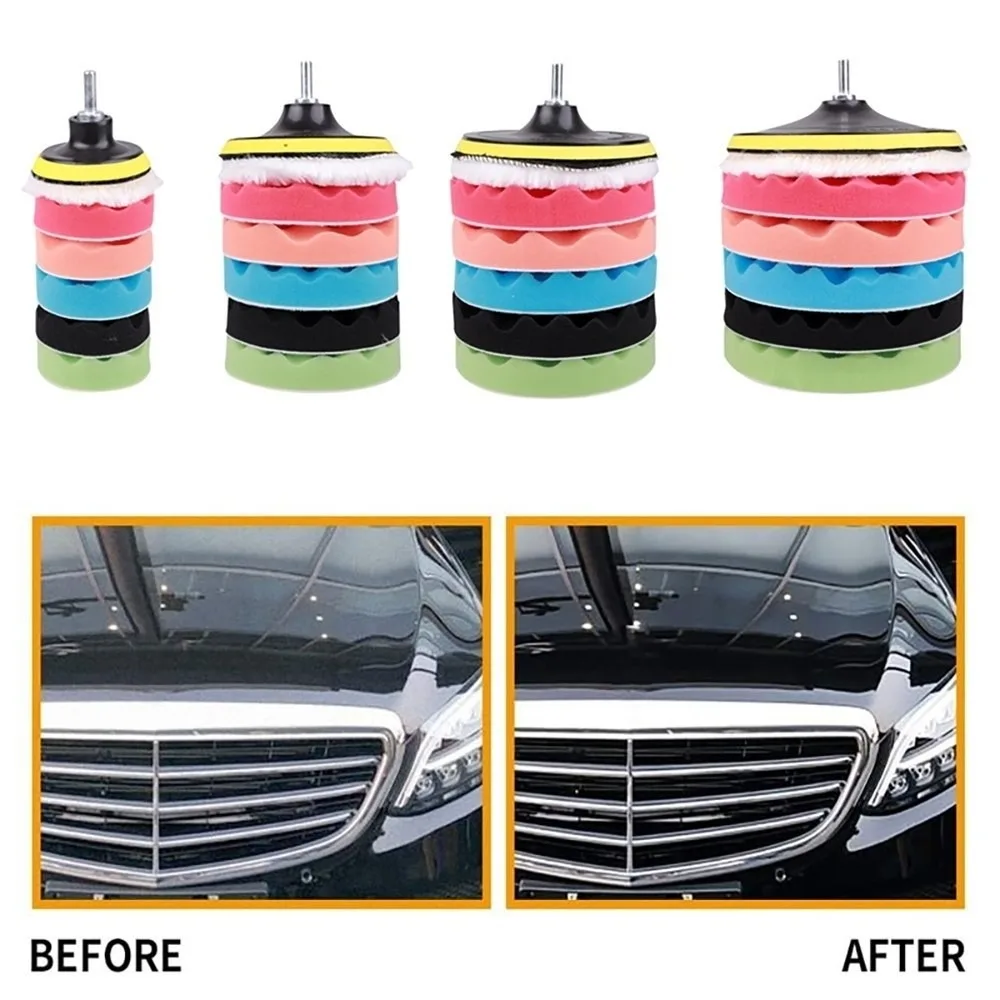 8pcs New Soft Car Polishing Pad Practical Sponge Wave Foam Waffle Pad Buffing Polishing Sponge Pads Kit Car Supplies