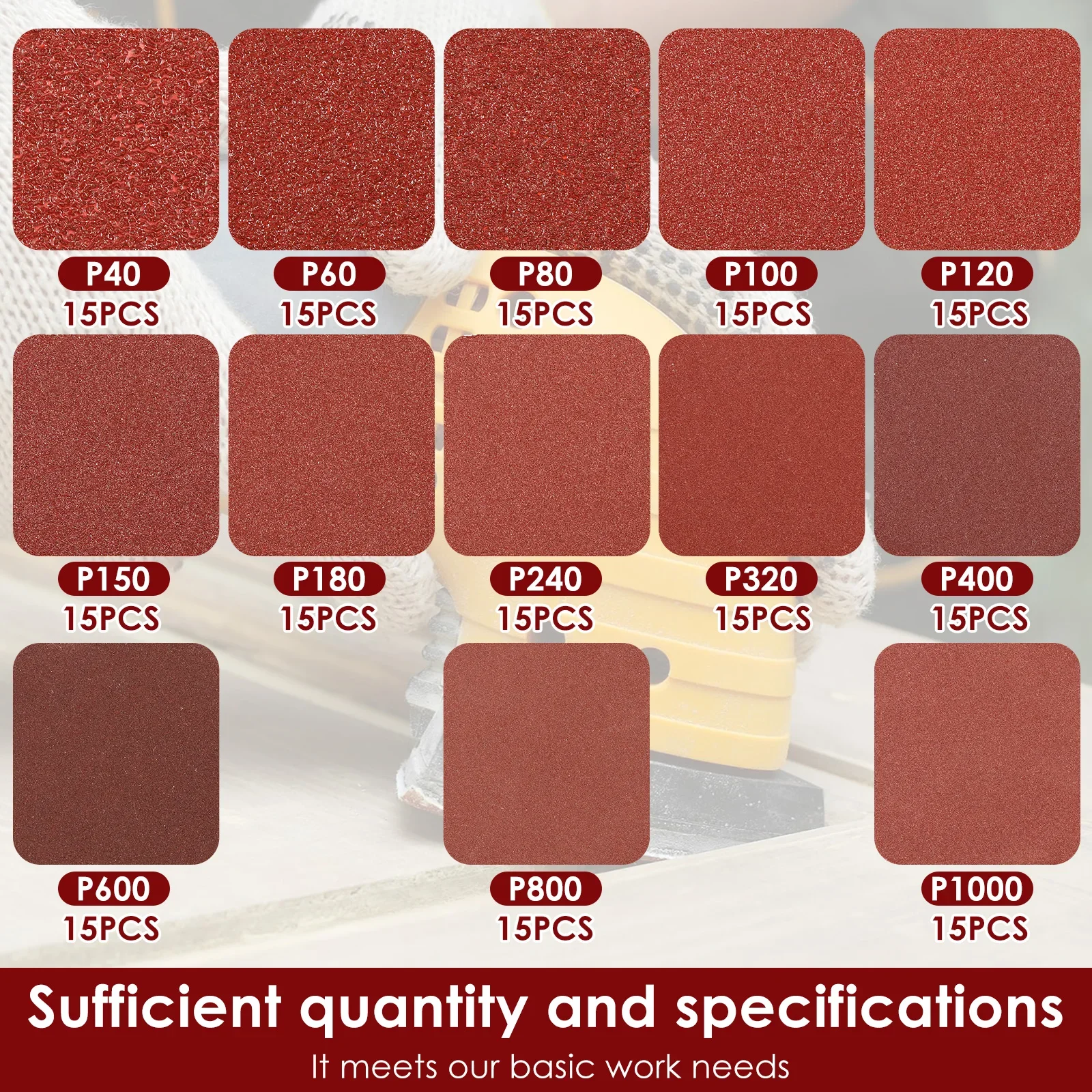  195Pcs 90 mm Triangular Sandpaper 6 Holes Sanding Discs And Loop Aluminum Oxide Pads 40-1000 Grit Abrasive Tools