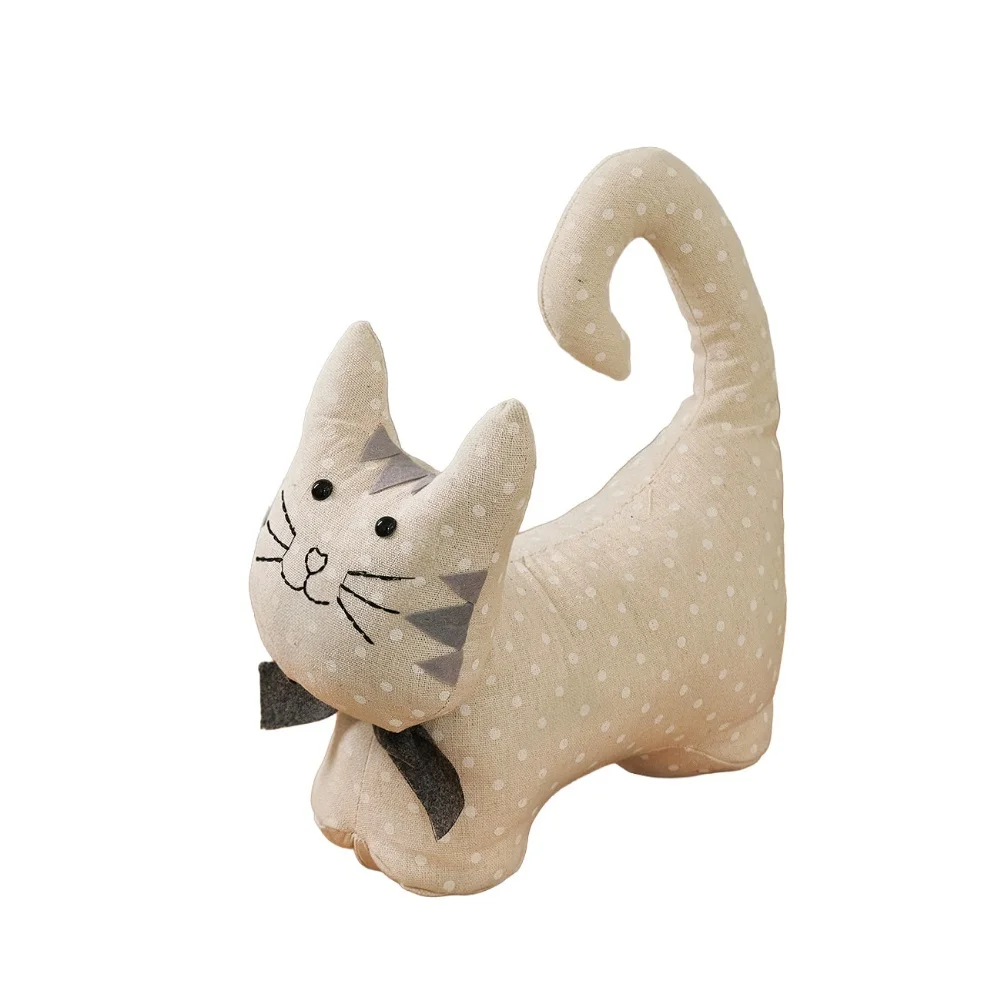 

3D Cat Doorstop for Silent Door Holding and Unique Home Decor Crafted from Cotton Linen and Sand for Reliability
