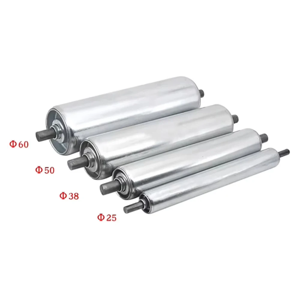 1Pcs Galvanized Gravity Roller Conveyor Dia 25mm 38mm 50mm 60mm Total Length 150 200 250 300 350 400 450 500mm Shaft Dia 8/12mm