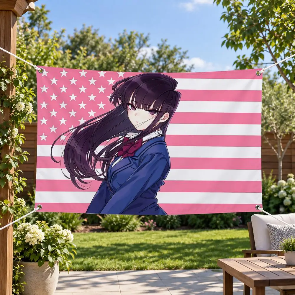 Pop-Anime Komi Can Not Communicate-K Flags Aesthetic Wall Tapestry Printed Wall Hanging Living Room Party Outdoor Decor