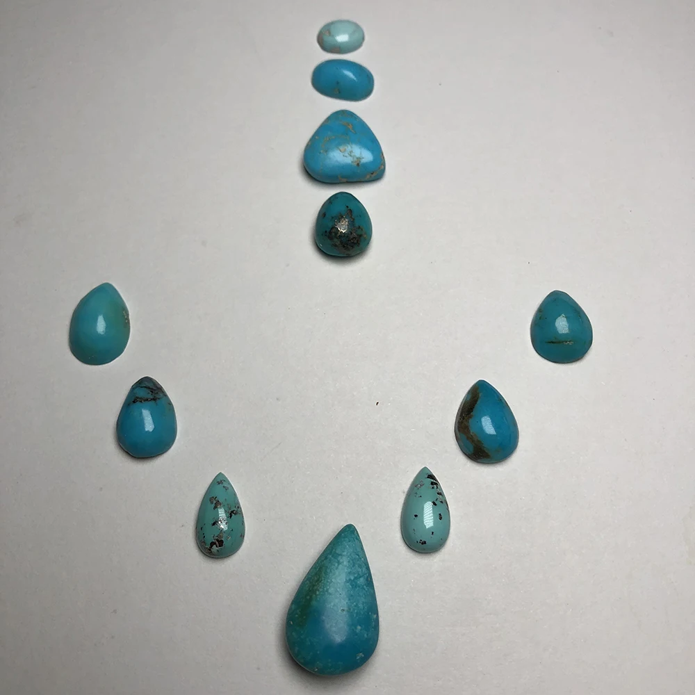 Natural plain oval teardrop shaped turquoise 0.3~2.78g bare stone pendant bracelet and other jewelry with main stone