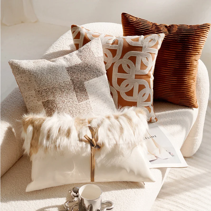 French Forest Brown Merade Ins Style Premium Pillowcase Sofa Cushion Cover Sample Window Cushion Pillow Cover