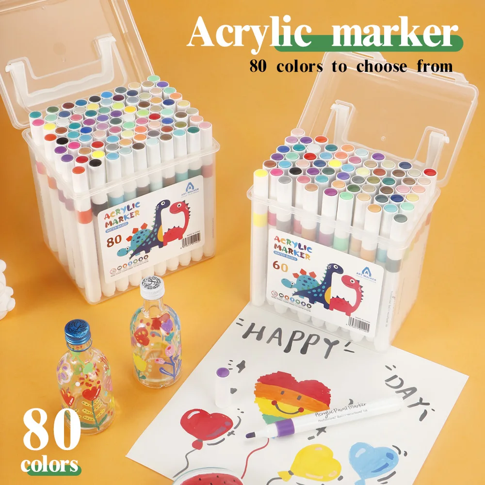 

12-80 цветов, акриловые маркеры, набор ручек, художественный маркер, ручка с мягким наконечником для детей, каменная краска, керамика, стекло, дерево, ткань, живопись