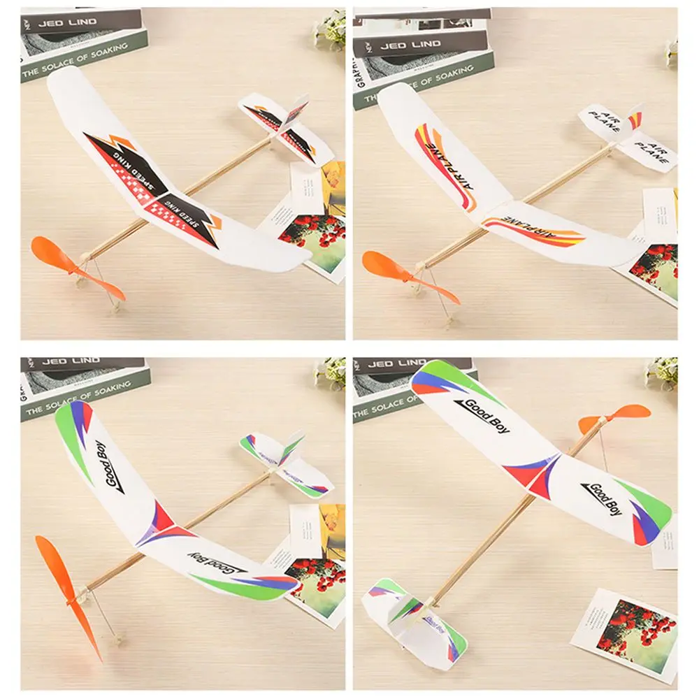 

1pc Science Experiment Hand Throw for Students Foam Plane Flying Glider Rubber Bands Power Aircraft