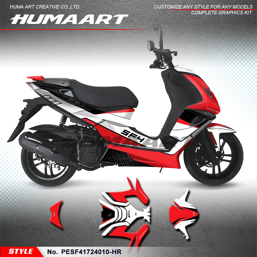 HUMAART Graphics Wrap Design for Peugeot Speedfight 4/SF4-150 2017 2018 2019 2020 2021 2022 2023 2024, PESF41724010-HR