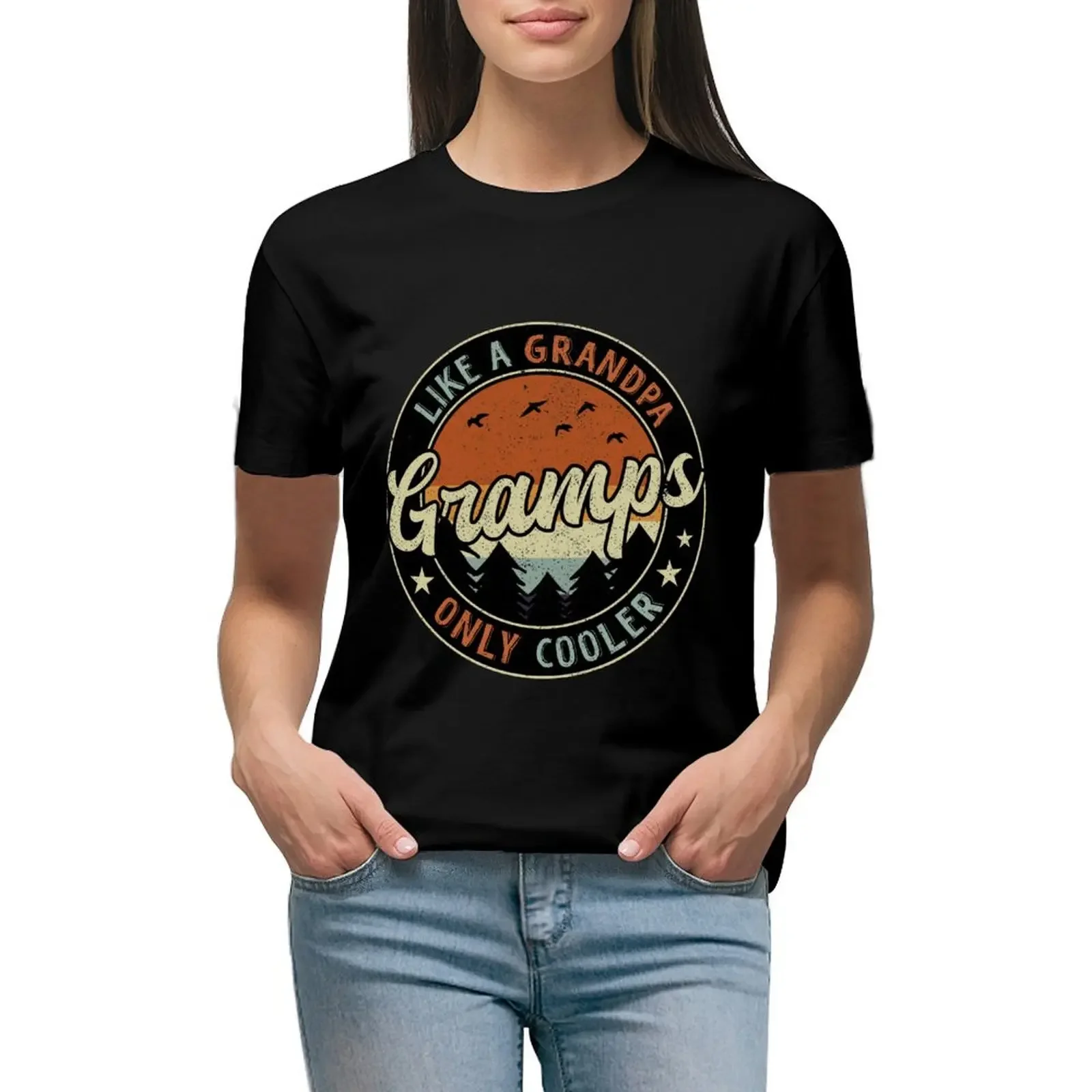 Gramps Like A Grandpa Only Cooler Vintage Retro T-Shirt customs anime kawaii clothes workout shirts for Women