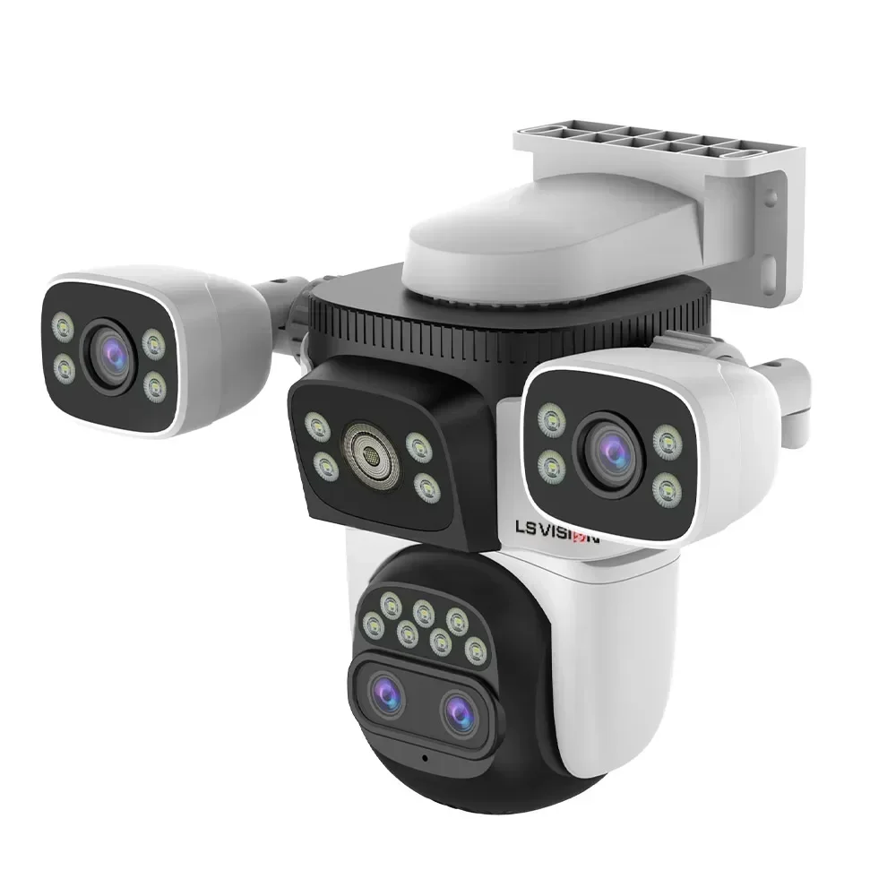 LS VISION 20MP 10X Zoom Three Screens WiFi IP Camera Wireless Outdoor 10K Four Lens PTZ Human Auto Tracking Surveillance Cameras
