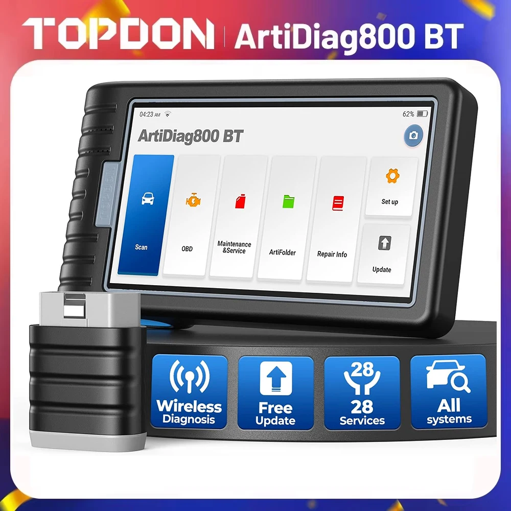 TOPDON Artidiag800 BT Automotive Car Diagnostic Tool Full System OBD2 Scanner Lifetime Free Update Scan Tool VCI Repair Tool
