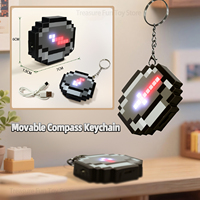 Rechargeable Compass Pixel Wind Peripheral design Toy trinket Use Movable Compass Keychain Pendant Real-world Use Toys Gift