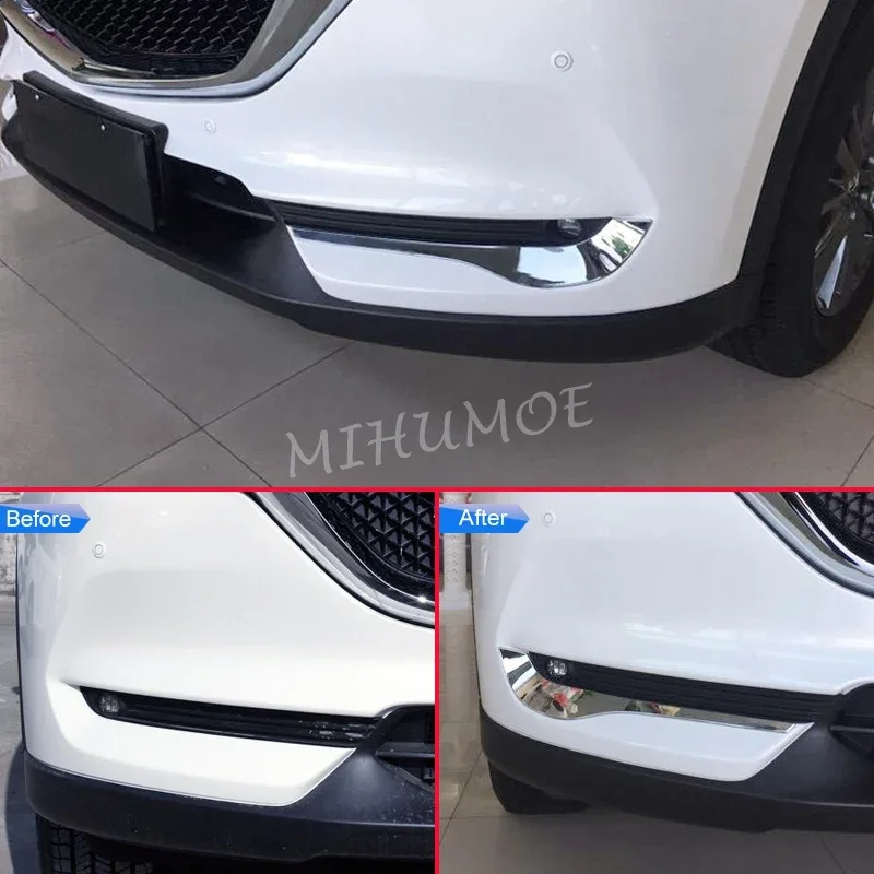 Chrome Front Bumper Fog Light Trims Surrounds For Mazda CX-5 KF 2017 2018 2019 2020 2021 Accessories