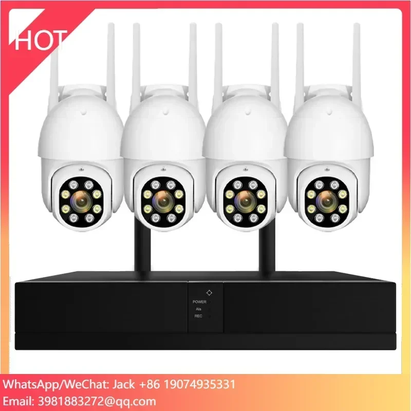 Rscamtom 8CH CCTV WIFI Kit caméra ensemble Audio bidirectionnel détection de mouvement 360 degrés coloré Vision nocturne PTZ système de vidéosurveillance sans fil