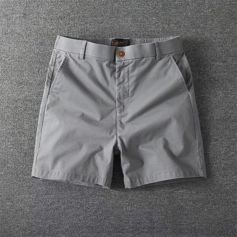 KIDWHXR Herren-Shorts, Sommer, schlicht, einfarbig, hohe Taille, gerade geschnittene Shorts, elastische Taille, lockere Sport-Freizeit-Shorts für Herren – Detail 4