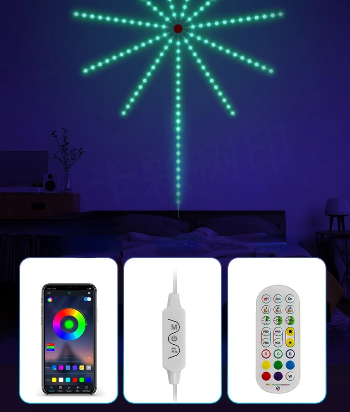 Firework Light Smart Light Strip RGBIC LED Magic Color Lamp APP Control Music Sync For Festival Room New Year Party Decoration