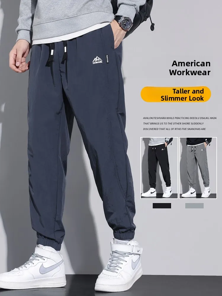 

Мужские повседневные брюки свободного кроя в американском стиле для работы и активного отдыха, весна-осень, спортивные, с манжетами, новинка 2026 года