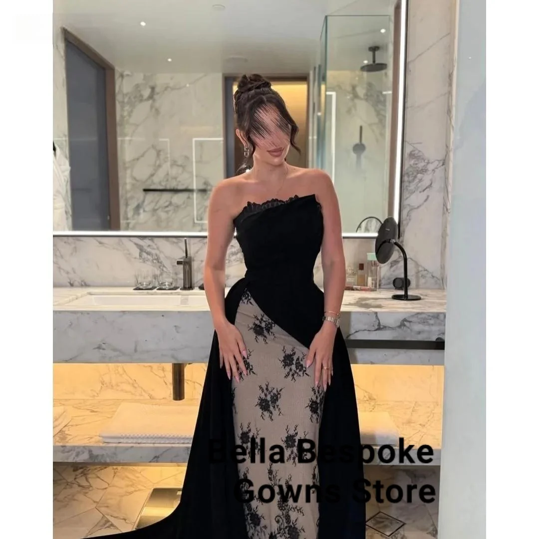 

Customized Black Strapless Backless Sleeveless robes de soirée Trailing Floor-Length Party Dresses Mermaid Prom Dress 2025