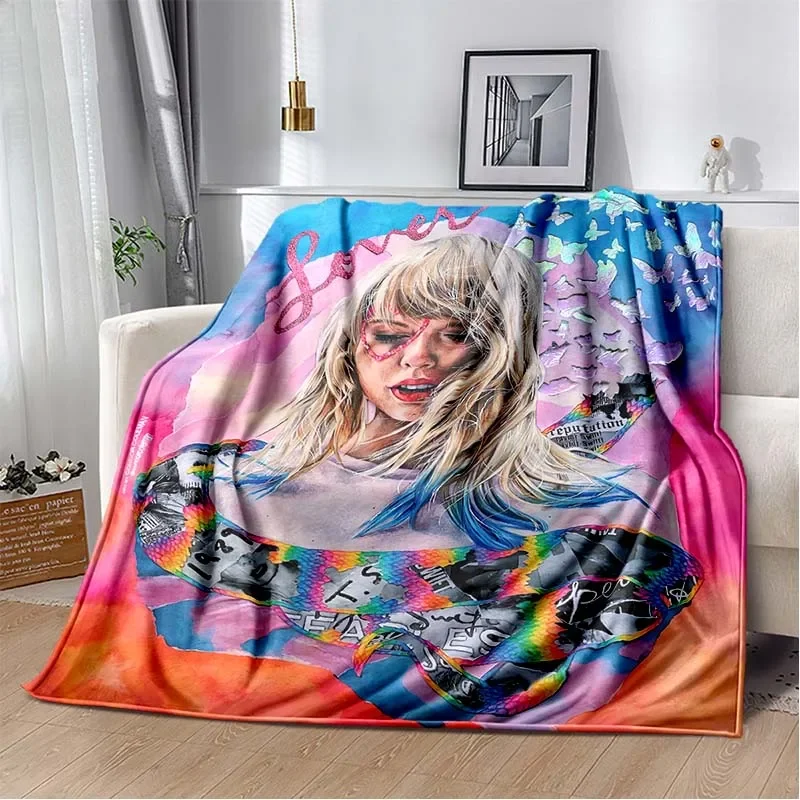 Singers Blanket Taylor-Swift Flannel Blanket Gift for Fans Soft Thin Blanket Sofa Couch Bedspread