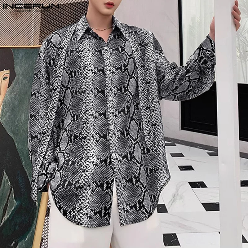 INCERUN Tops 2024 Korean Style Sexy Fashion Men's Leopard Print Shirt Casual Clubwear Male Hot Selling Long Sleeved Blouse S-5XL