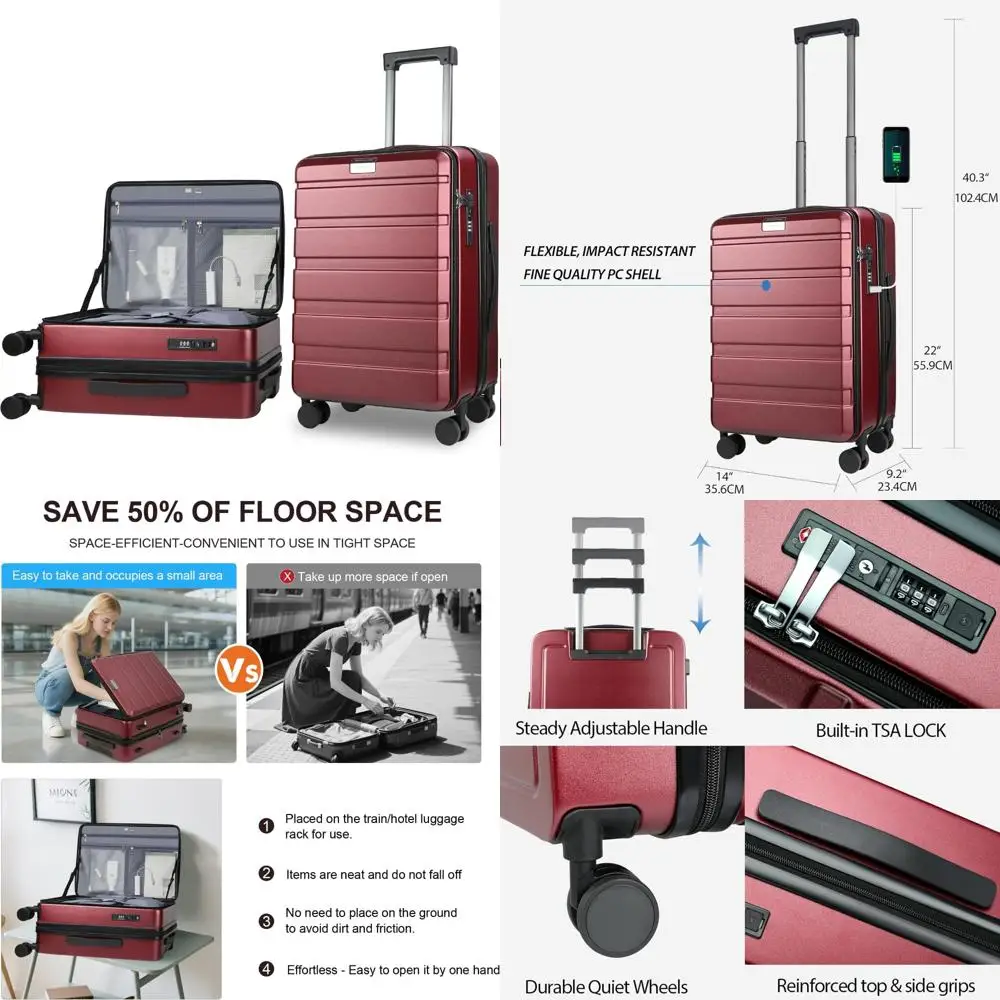 Expandable Top Loading Hard Shell Suitcase with Spinner Wheels, Large Capacity, Built-in TSA Lock, Durable Luggage for Carry On