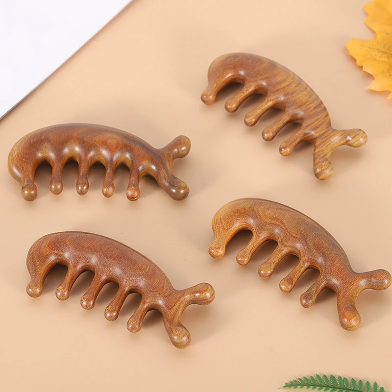 

1Pcs Head Meridian Massage Comb Green Sandalwood Round Tooth Comb Acupuncture Therapy Blood Circulation Anti-Static Smooth Hair