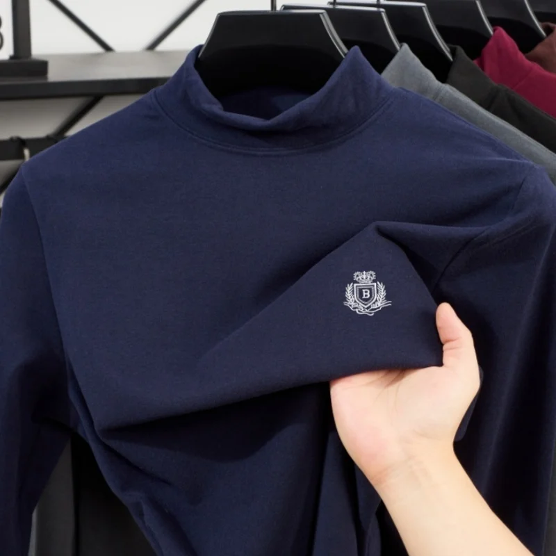 

New high-end brand men's long sleeve pullover autumn fashion hot selling boutique wheat embroidery original Korean style T-shirt