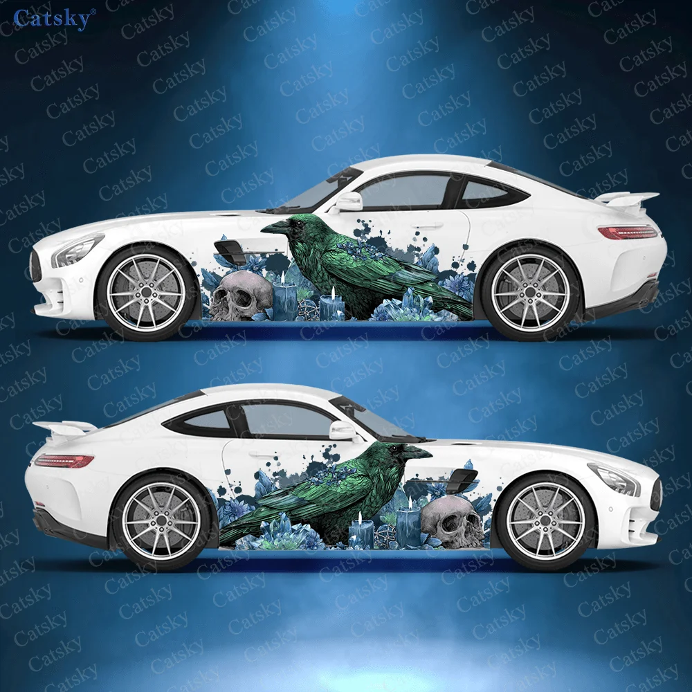 

Crow Skull Candle Car Side Sticker Decoration, PVC Waterproof Scratch Resistant Decal, Car Protection, Auto Accessories Gift