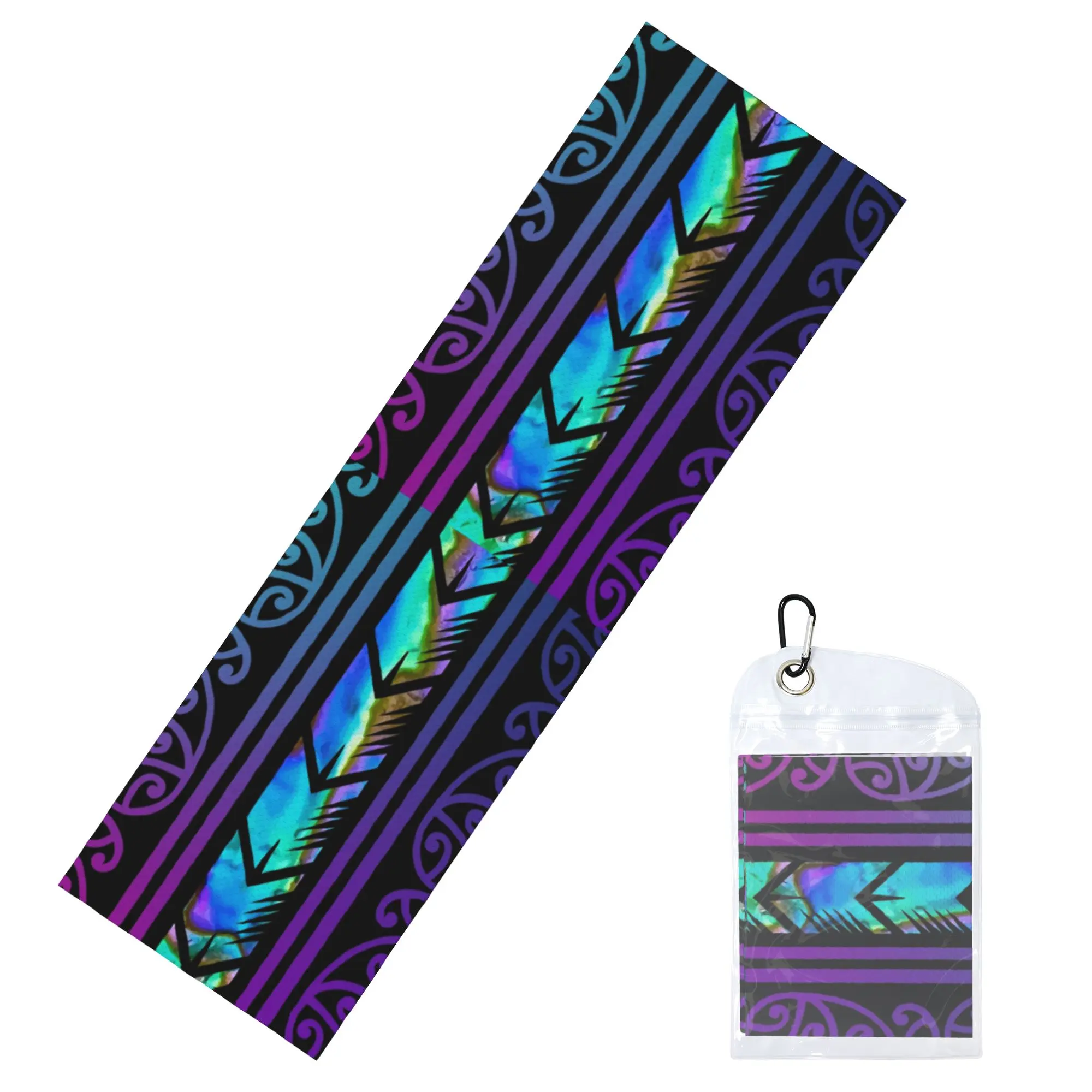 Purple Maori Design with Inlayed Paua Shell Cold Exercise Towel Quick Dry Face Towel New Zealand Sports Towels