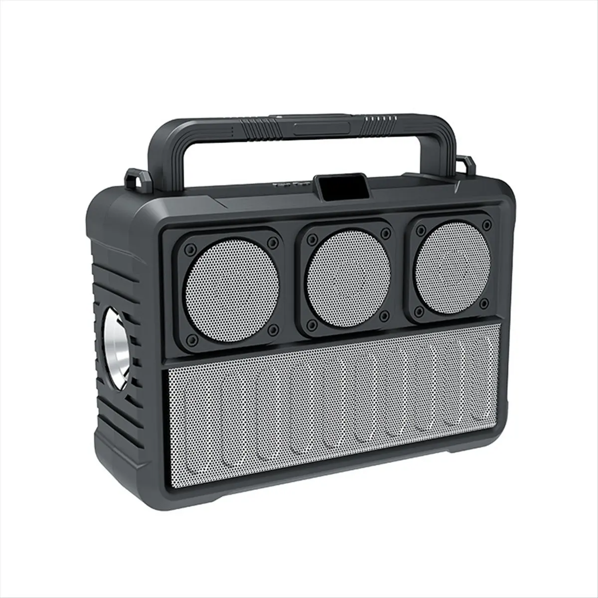 AABFK Solar Wireless Bluetooth Speaker Protable FM Radio Speakers Outdoor Bluetooth Speaker with Flashlight Silver