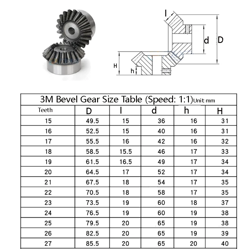 1PCS Bevel Gear 3M 4M 1:1 15T 16T 17T 18T 19T 20T~27T Gear 90 Degrees Meshing Angle Steel Gears 45# Carbon Steel Rough Hole