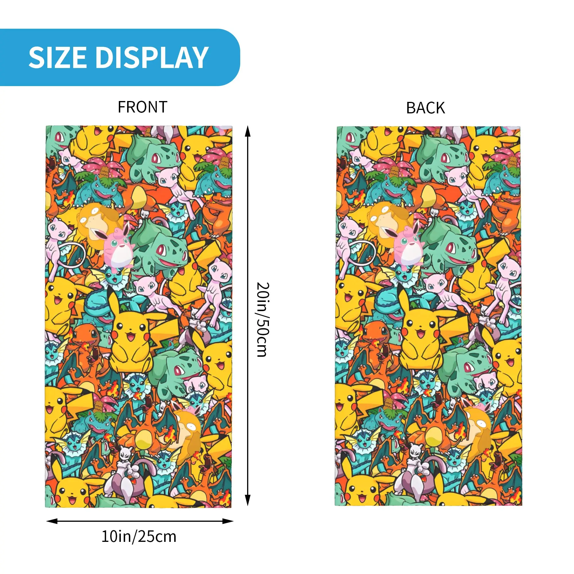 Custom B-Bikachus Pattern Bandana Neck Gaiter UV Protection Face Scarf Cover Men Women Comic Headband Tube Balaclava